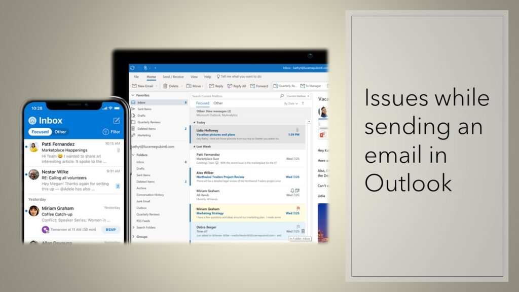 Issues while sending an email in Outlook